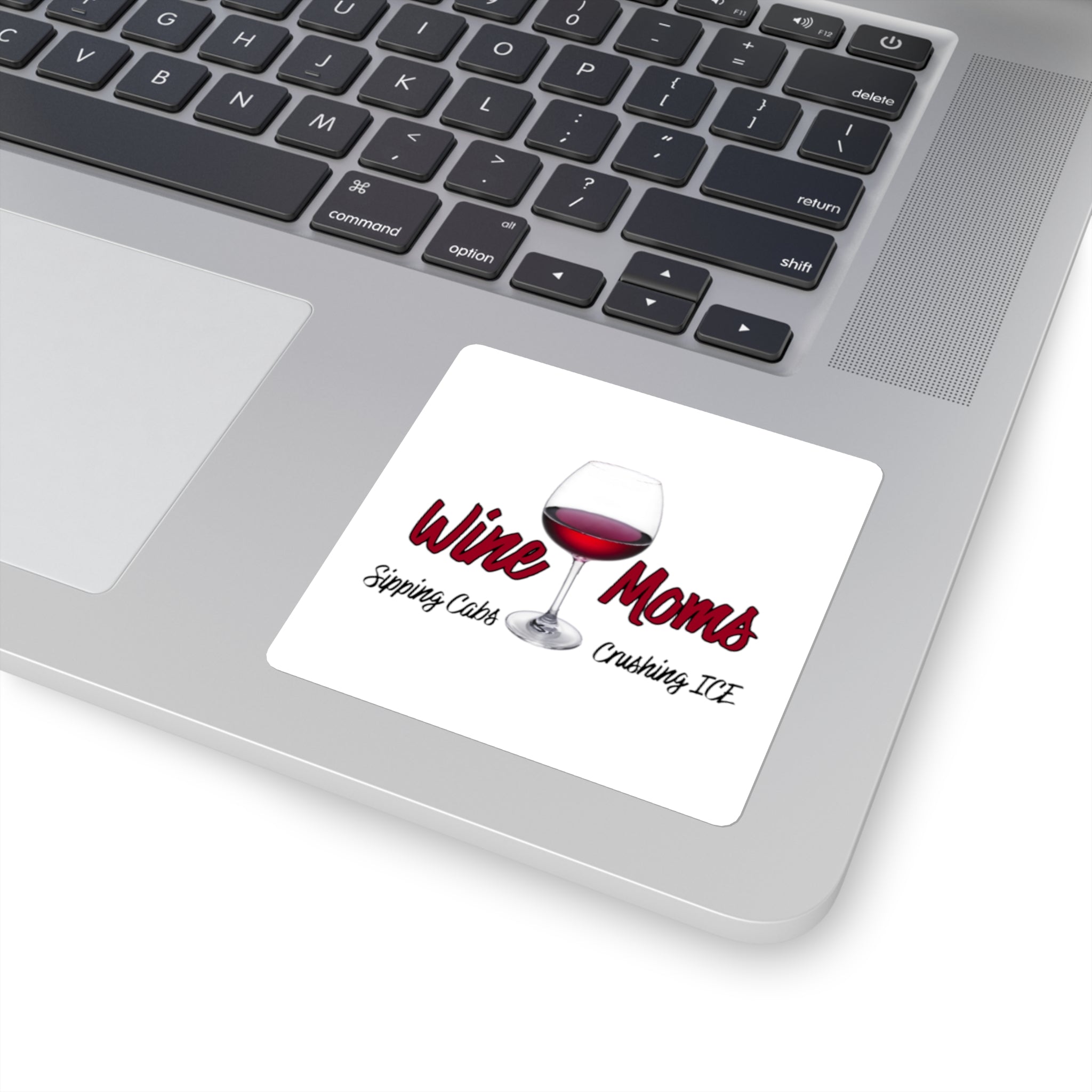 Wine Moms Square Sticker — 'Wine Moms: Sipping Cars Crushing Ice' Wine Glass Decal